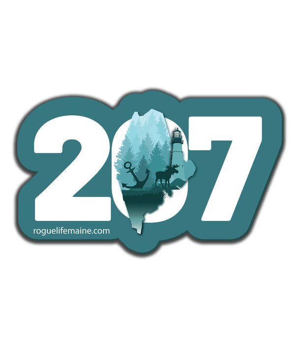 207 State Gradient Sticker Decal ROGUE LIFE MAINE Sticker