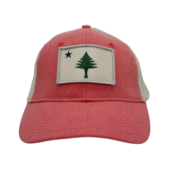 ME Flag Patch Stone Wash Trucker Hat SHOP ROGUE WEAR Hats Color-Red