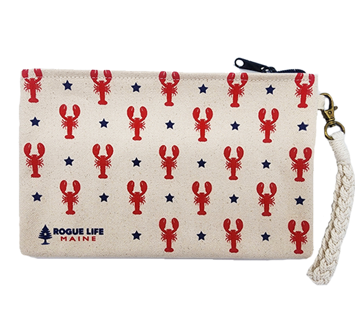 All Over Lobsters Zipper Pouch Wristlet