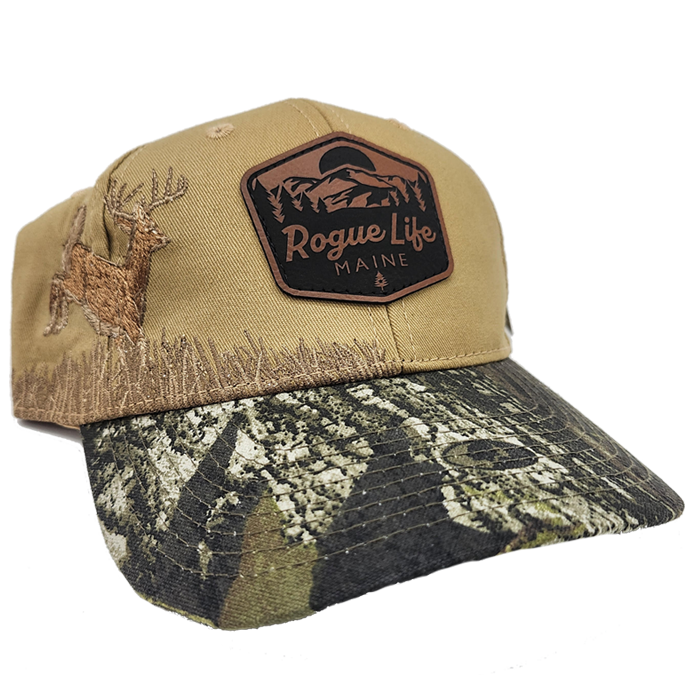 Camo/Tan Buck Embroidered Cotton Twill Cap