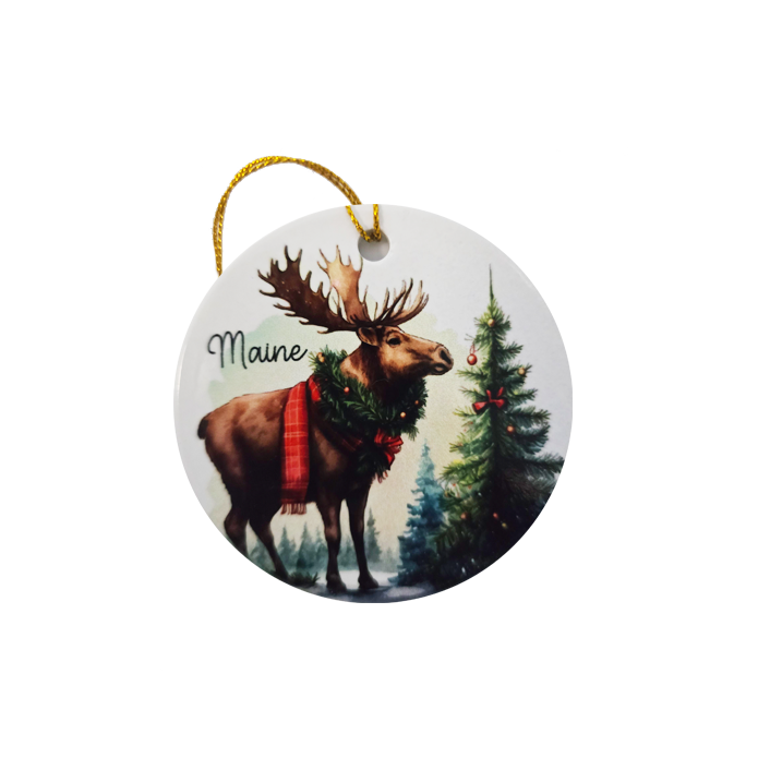 Christmas Wreath Moose Ornament