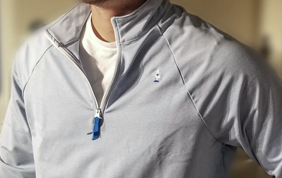 Mens UV Protection Micro-Stripe 1/4 Zip Pullover