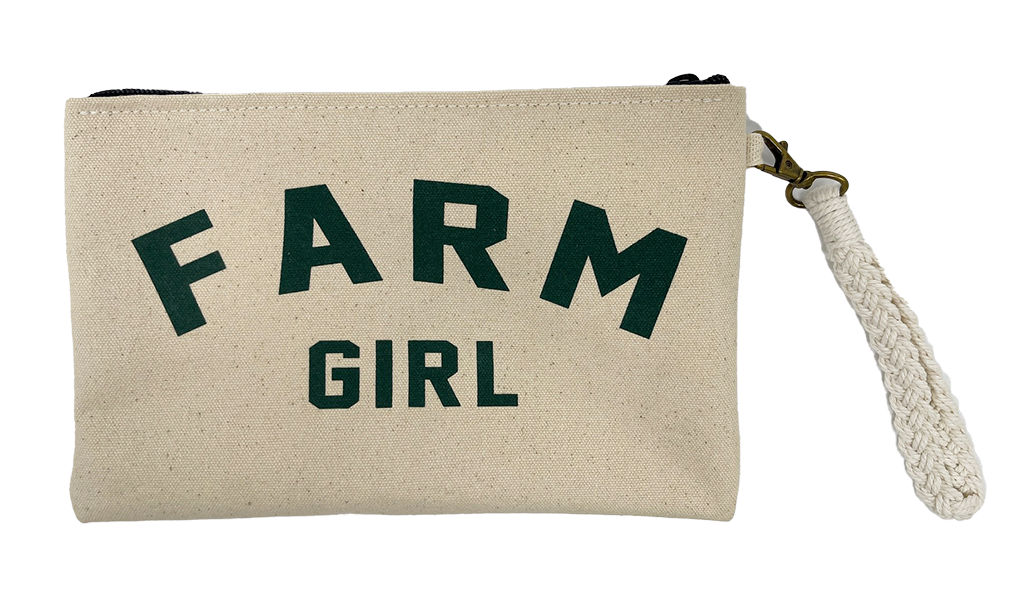 Farm Girl Canvas/Forest  Zipper Pouch Wristlet